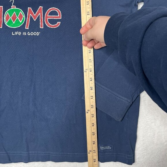 Life Is Good Crusher Tee Blue "I'm Staying Ho Ho Home" Introvert Christmas sz L - Picture 6 of 8